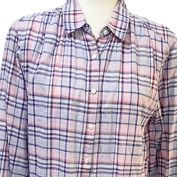 J. Crew Purple & Blue Plaid Pullover Top - Picture 4 of 10
